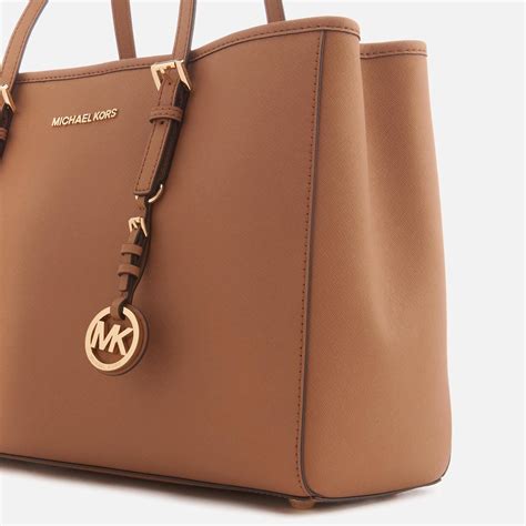 michael kors jet set large brown leather tote|Michael Kors jet set brown.